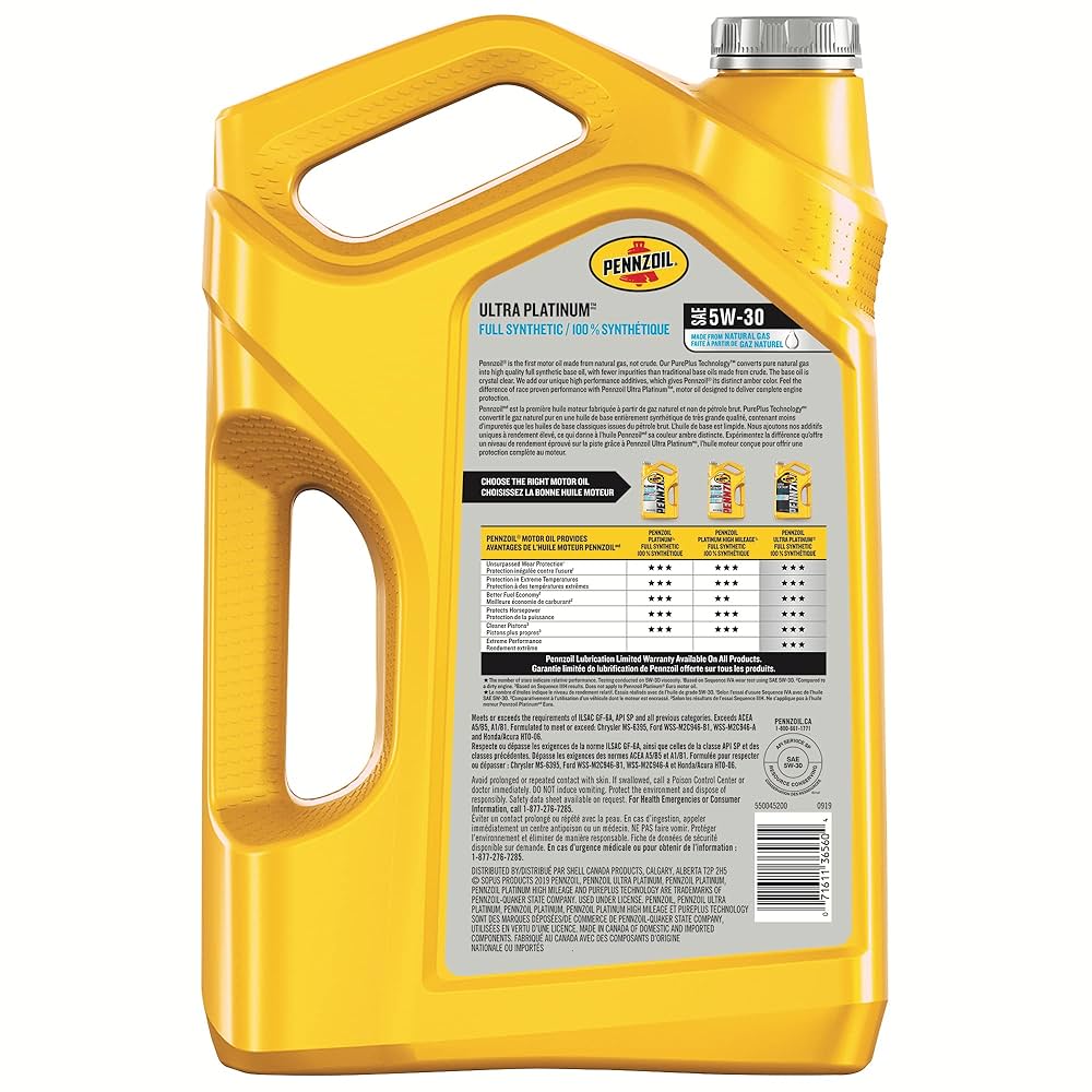 Pennzoil Ultra Platinum 5W-30 5クォート Pennzoil 550040865-6PK Ultra Platinum 5W-30 Full Synthetic